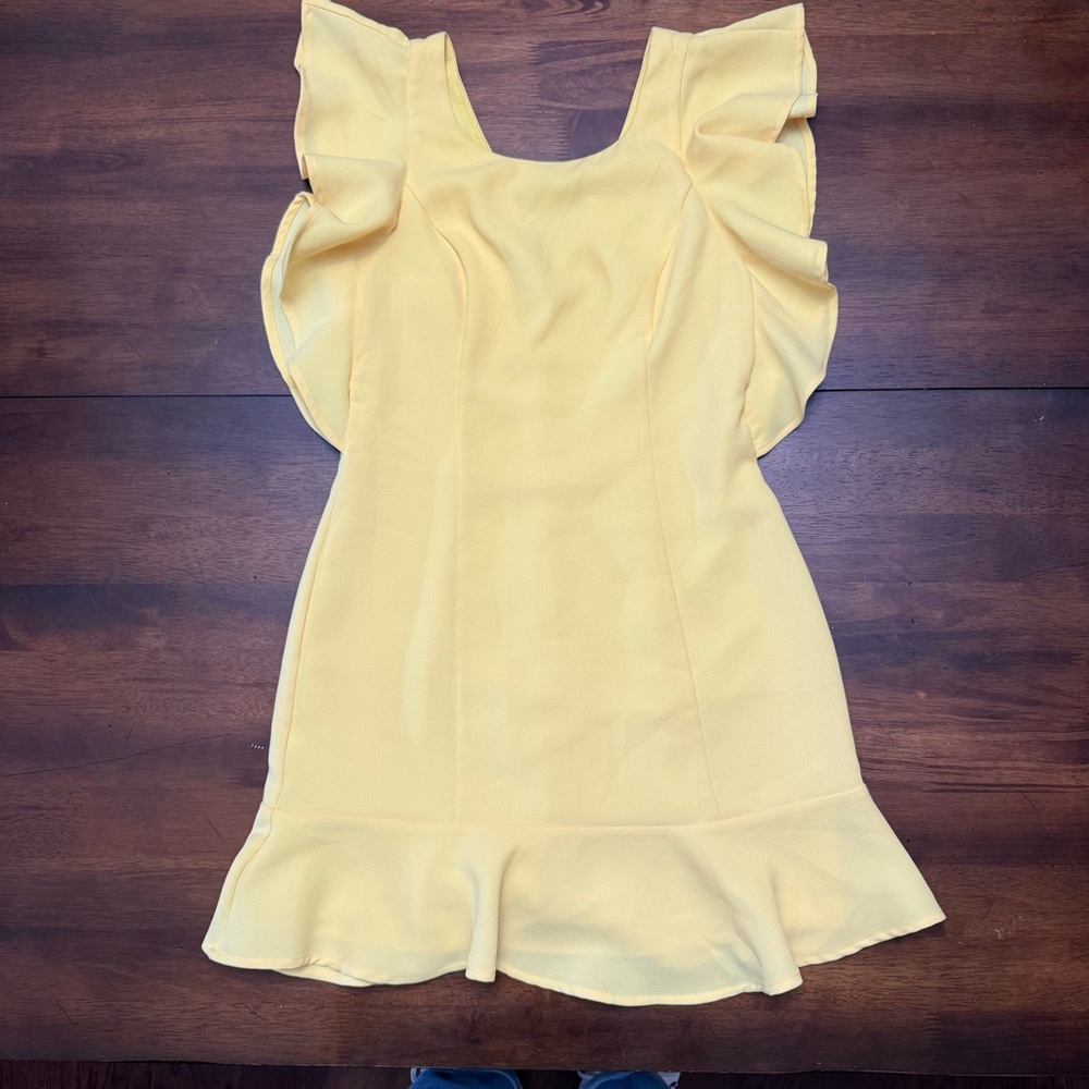 BCBGeneration Ruffle Sleeve Yellow Mini Dress